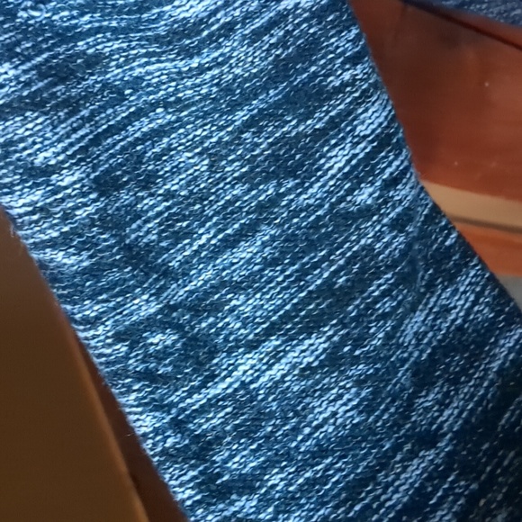 BURNSIDE* heathered knit navywhite long sleeve kanga pkt hoodie knit cuffs/waist - Picture 4 of 13